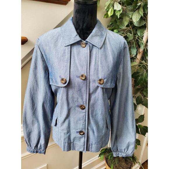 Charter Club Women's Blue Cotton Long Sleeve Buttons Front Casual Jacket Size XL - Picture 2 of 12